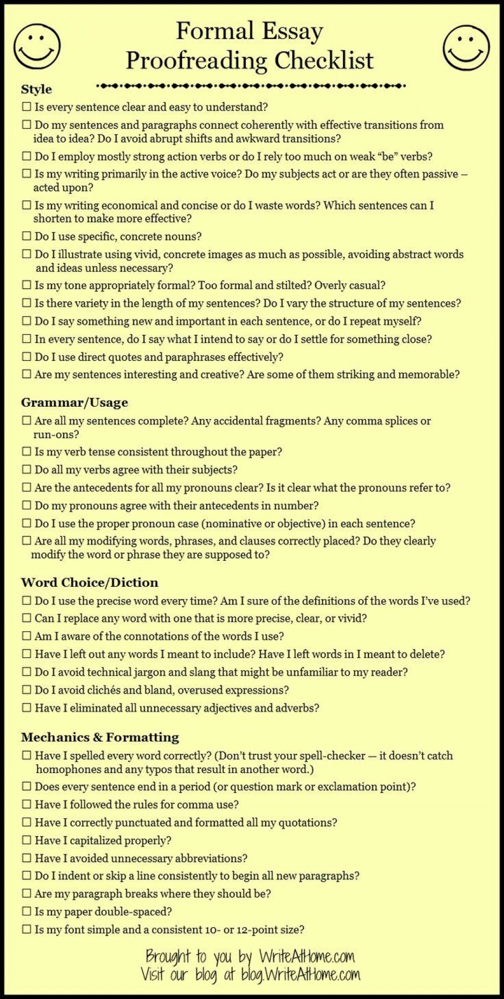Essay Proofreading Checklist